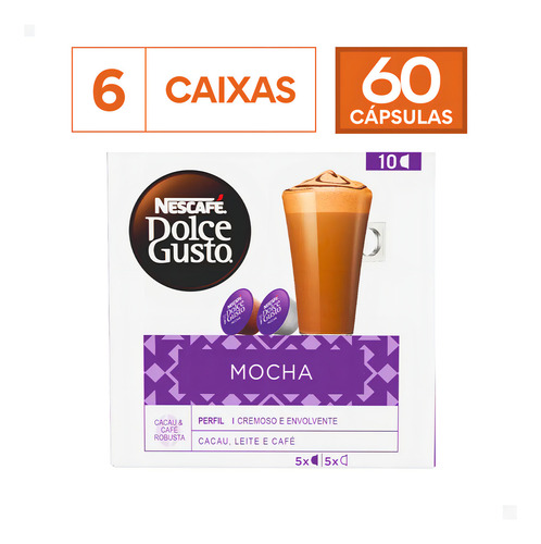 Kit 60 Cápsulas Dolce Gusto Mocha Chocolate Com Café