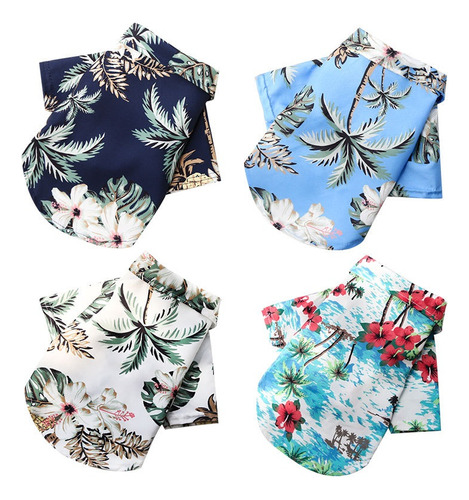 4pcs Camisa Para Perros Con Estampado De Piñas De Playa