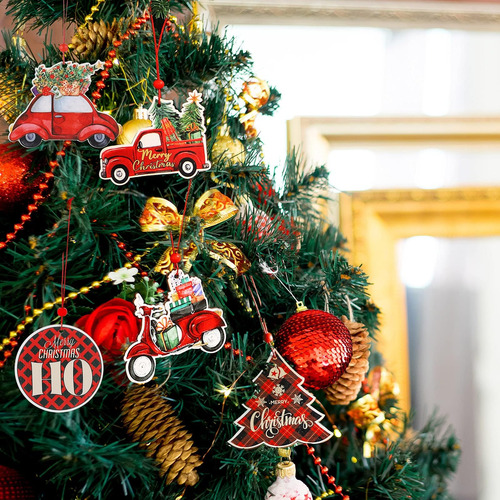 Maitys 16 Piezas Adornos De Camión Rojo Navidad De Navidad