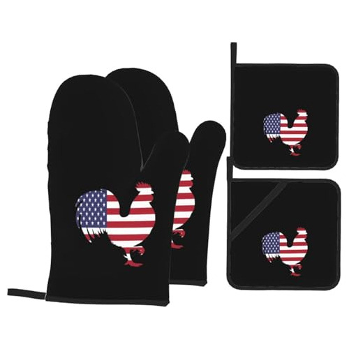 Manoplas De Horno Premium Con Diseño De Bandera Americana