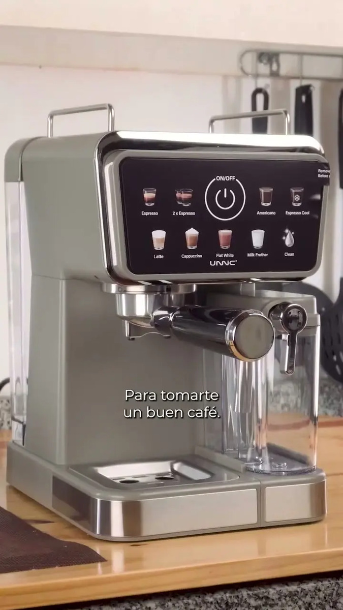 Cafetera Espresso Digital Unnic 20 Bares Con Espumador De Leche 9 Programas Preestablecidos Pantalla Táctil 1350W Semi Automática Color Negro Ideal Hogar Oficina Cocina - imagen 2