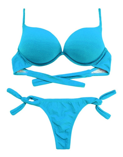 Conjunto Biquíni Bojo Turbo Push Up 3d Aumentax - Cor Lisa