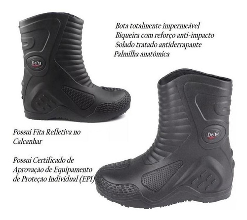Imagem 6 de 6 de Bota Impermeável Motociclista Delta Motoqueiro Cano Curto