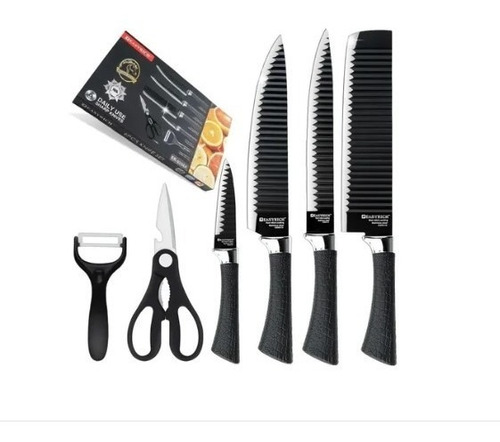 6pcs/set Negro Kit De Utensilios Para Cocina Set De Cuchillo