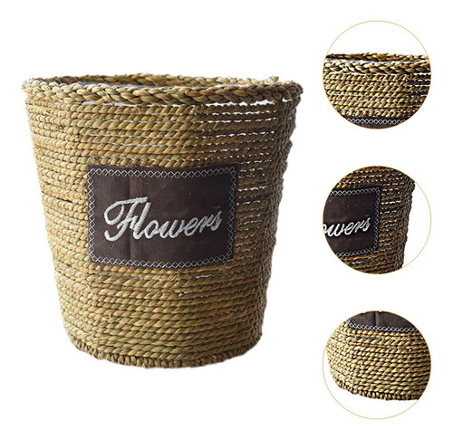 Maceta Tejida De Paja, Cesta De Flores, Cono Invertido