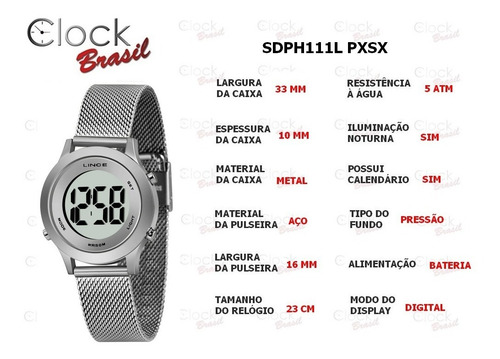 Imagem 7 de 9 de Relógio Feminino Digital Lince Sdph111l Bxsx