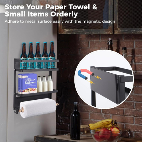 Soporte Para Toallas De Papel Rústico Con Estante Magnético