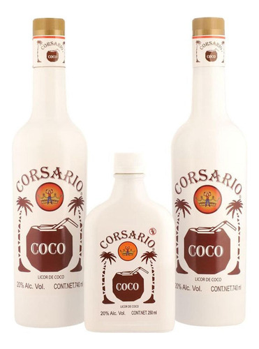 Licor Corsario Coco Duo 740 Ml C/anforita 250 Ml