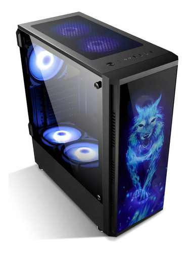 Gabinete Gamer Blue Case Bg 026 Vidro Temperado Sem Fans Cor Preto