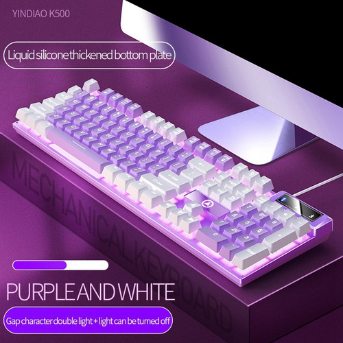 Teclado Mecânico Gamer Com Fio Roxo E Branco Pp