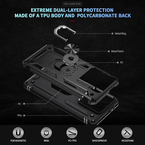 Funda Reforzada Con Anillo Para Modelos De Xiaomi Negro Redmi Note12 5g/poco X5 5g