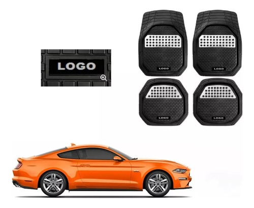 Tapetes 4pz Bandeja 3d Logo Mustang Gt 2015 2016 2017 2018