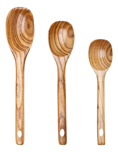 Juego De 3 Cucharas De Madera Utensilios De Cocina Color Del Mango