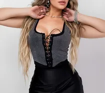 Comprar Cropped Corselet Feminino Strass Brilho Pedraria Corset Luxo