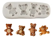 Comprar Molde Silicona 4 Ositos De Peluche Fondant Porcelana Color Blanco