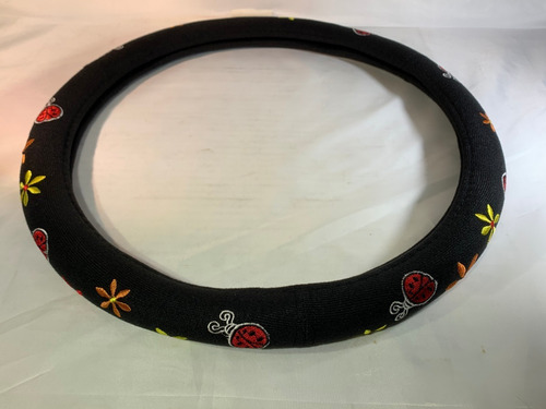 Imagen 5 de 7 de Cubre Volante Auto Universal Negro Flores Femenino Dama D16
