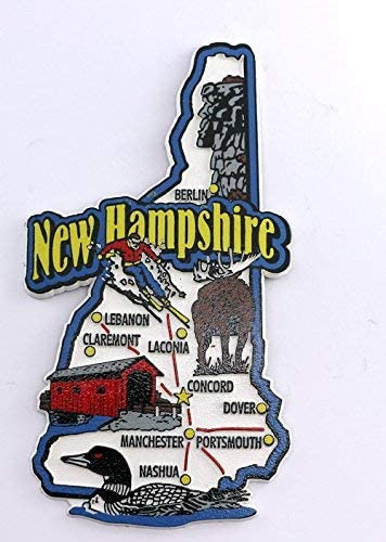 New Hampshire Estado Mapa Y Monumentos Collage Nevera Iman 