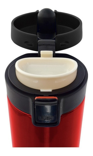Termo Wallis Boton De Seguridad Antiderrames 500ml Color Rojo