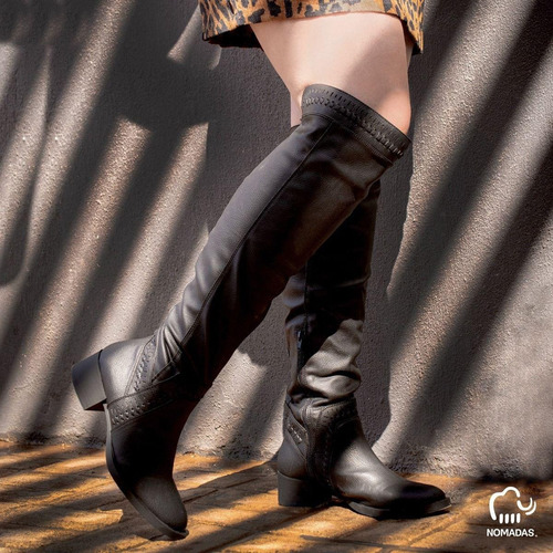Imagen 2 de 5 de Botas Dama Largas De Tacon Piel Sintetica Casual