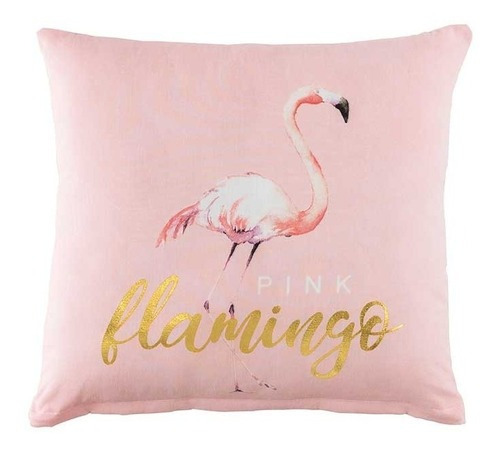 Cojín Flamingo Hojas Decorativo Con Cierre Vianney Color Rosa pálido