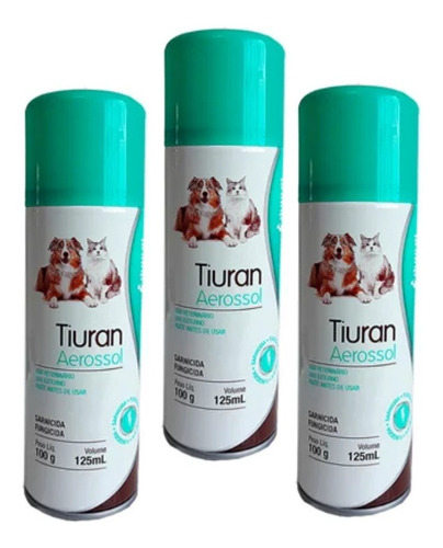 3 Tiuran Aerosol 125ml Contra Sarna Fungo Envio Imediato