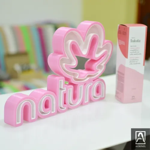 Cartel 3d, 2 Colores Logo Natura 50x30cm Decorativo