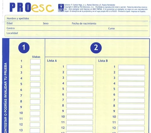 PROESC. BaterÃa de EvaluaciÃ³n de los Procesos de Escritura