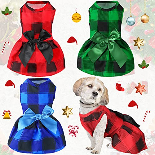 3 Piezas Vestido De Cachorro De Cuadros De Búfalo De Navida