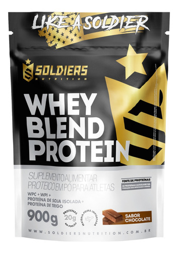 Suplemento em pó Soldiers Nutrition  Whey Protein Blen Whey Protein proteínas Whey Protein sabor  chocolate de 900mL