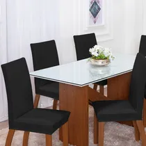 Comprar Capa Cadeira 4 Lugares Jantar Malha E Elástico Resistente Cor Preto