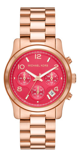 Reloj Mujer Michael Kors Mk7352 Runway Color de la correa Rosa Color del bisel Rosa Color del fondo Rojo