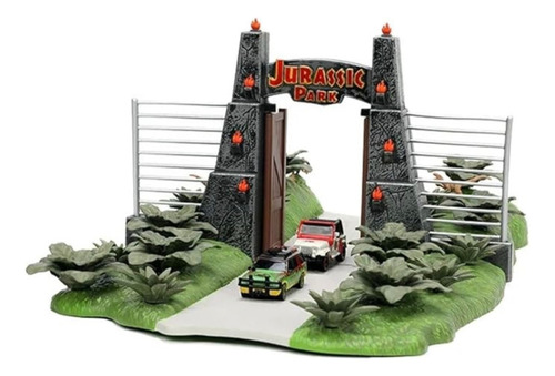 Jurassic Park Die Cast Escena Nano Con Dos Autos 30 Anivers