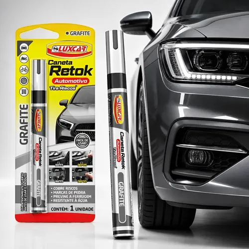Caneta Tira Riscos Luxcar Retoque Automotivo Carro Moto Bike Cinza-escuro