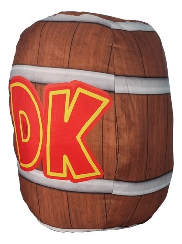 Almofada Cilindrica Barril Donkey Kong Dk Nintendo Gamer Cor Marrom Desenho do tecido Liso