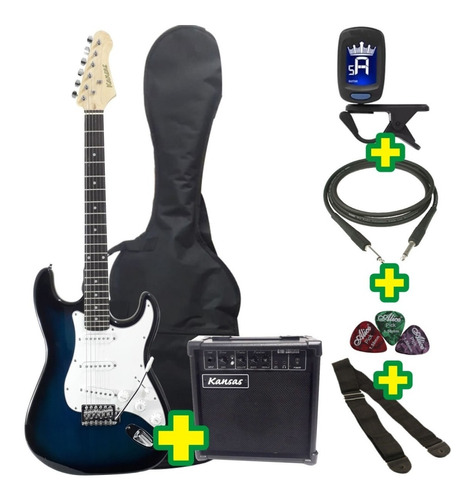 Kit Guitarra Electrica Stratocaster Amplificador Funda - Cuo