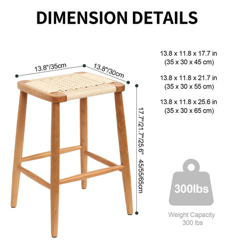 Ooksen Taburete De Comedor Taburete De Bar De Madera Sin