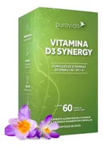 Comprar Vitamina D3 Synergy Pura Vida 60 Cáps + K2 + Mk7 + Magnésio