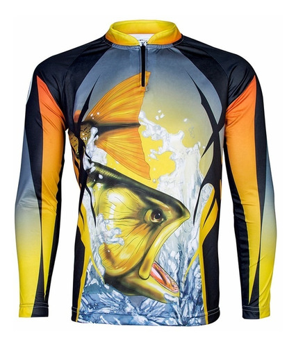 Camisa De Pesca Proteção Solar Uv King Kff28 Dourado
