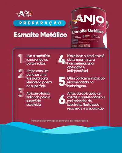 Tinta Esmalte Sintético Metálico Plus 3,6 Litros Para Ferro Direto Na Ferrugem Com Base Solvente E Secagem Rápida Anjo Cor Ouro Savoia