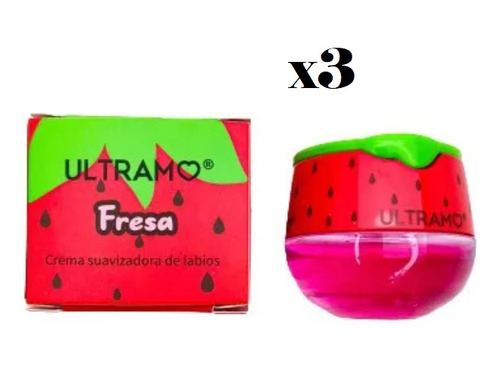 Bálsamo Labial Reparador Hidratante Fresa Ultramo Tarrito