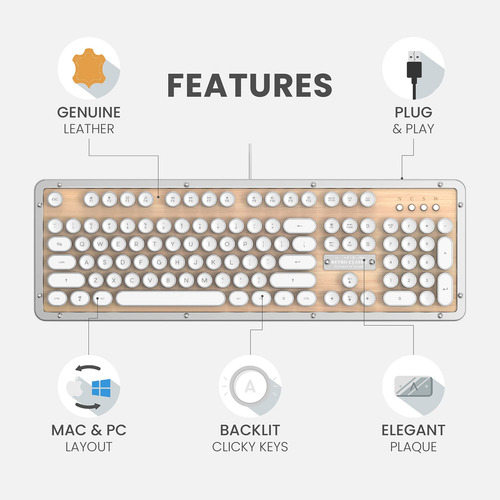 Teclado Mecánico Retro Clásico Usb Azio (maple) Con