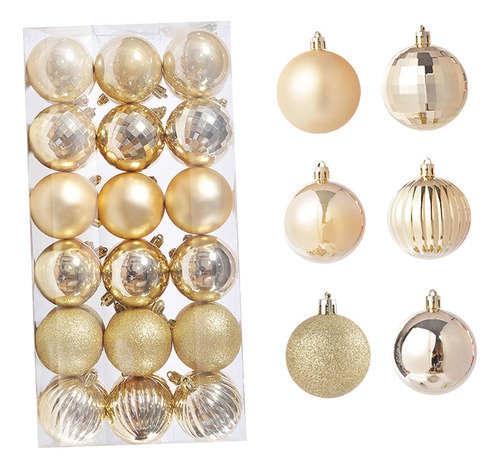 36 Bolas De Navidad, Adornos Para Árboles De 4cm Oro