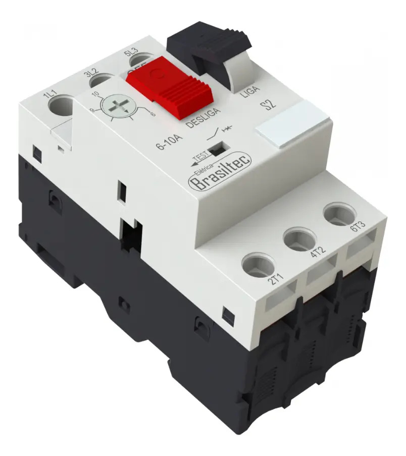 Disjuntor Termomagnético Brasiltec GV2 M14 6-10A 3 Pólos Rotativo