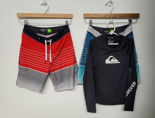 2 Trajes Baño Y Playera Manga Larga Quiksilver Niño