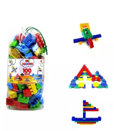 Brinquedo Educativo Blocos De Montar Linked Cubes 100 Peças