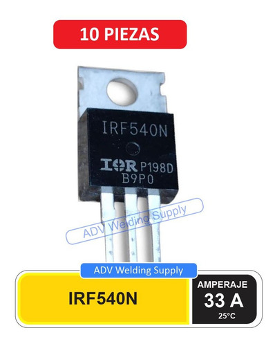 10 Piezas Transistor Irf540n Irf540 Mosfet 100v 33a Original
