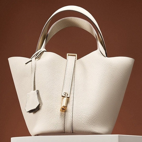2024 Nuevo Bolso Cuero Genuino Bolso Tipo Cubo Piel Vaca