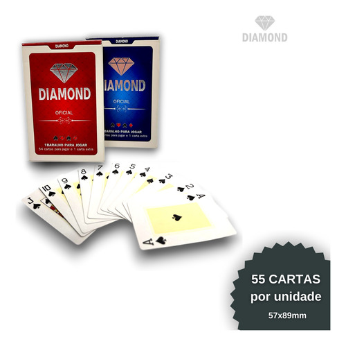Conjunto Baralho Diamond Tradicional Com 2 Unidades Oficial