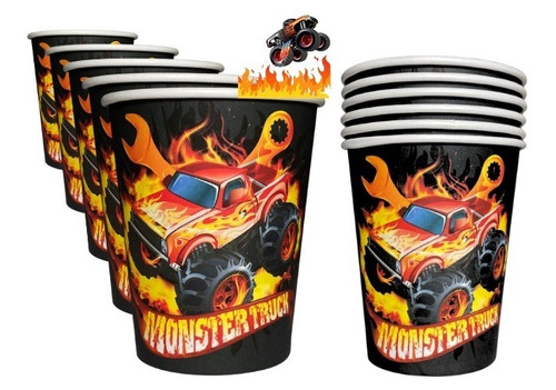 Vaso Descartable Polipapel Monster Truck X6 Hot Wheels 