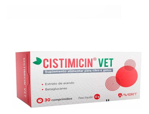 Suplemento Alimentar P/ Pets Cistimicin Vet 30 Compr. Avert